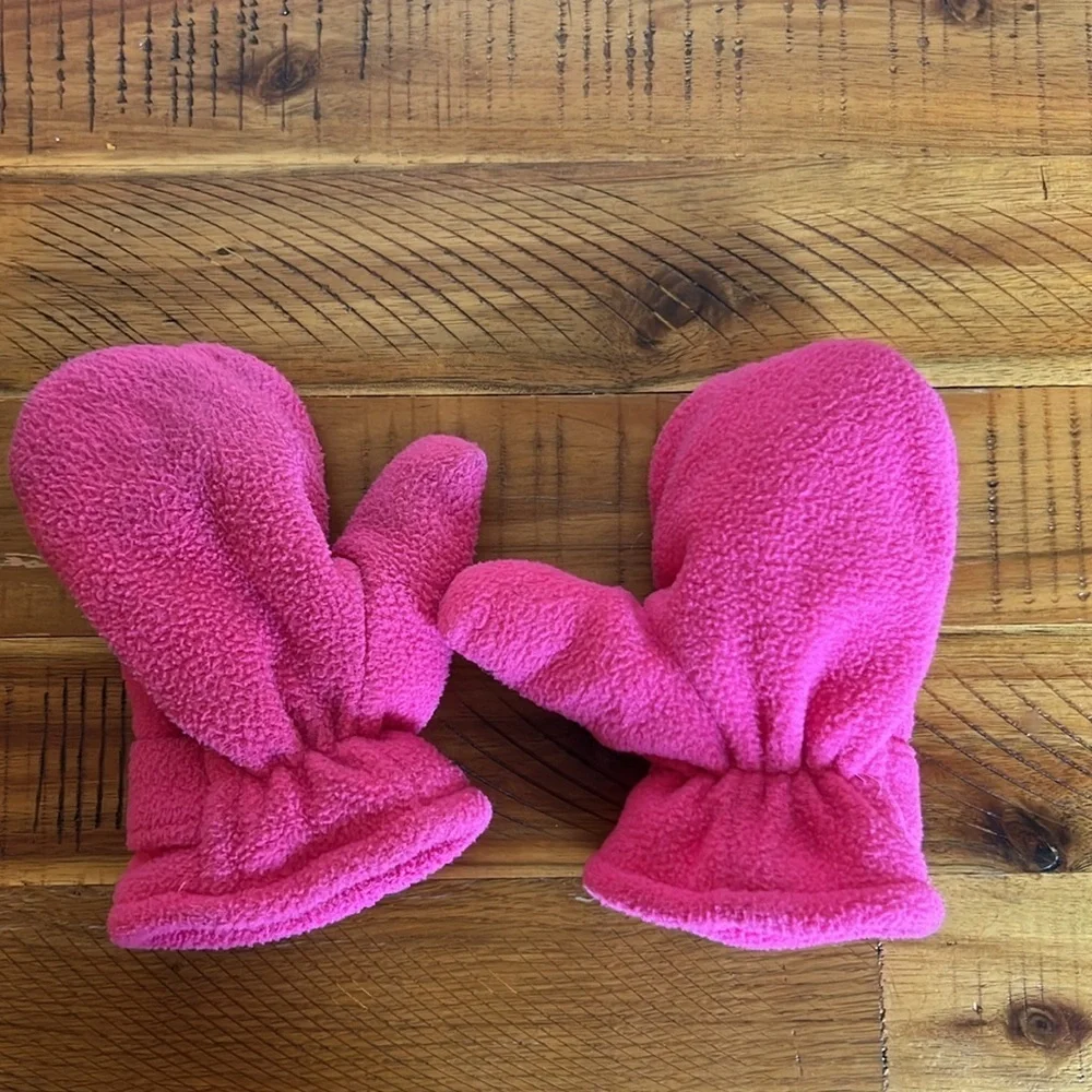 Toddler Girls Cozy Pink Fleece Mittens for Kids